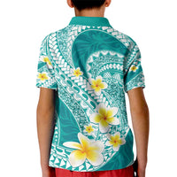 Plumeria Polynesian Teal Glitter Pattern Kid Polo Shirt