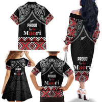 Aotearoa Toitu Te Tiriti Waitangi Family Matching Off The Shoulder Long Sleeve Dress and Hawaiian Shirt Proud To Be Maori LT01 - Polynesian Pride