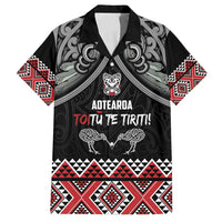 Aotearoa Toitu Te Tiriti Waitangi Family Matching Tank Maxi Dress and Hawaiian Shirt Proud To Be Maori LT01 Dad's Shirt - Short Sleeve Black - Polynesian Pride