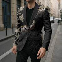 Beige Polynesian Starfish Unique Pattern Blazer
