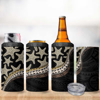 Beige Polynesian Starfish Unique Pattern 4 in 1 Can Cooler Tumbler