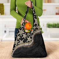 Beige Polynesian Starfish Unique Pattern Grocery Bag
