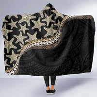 Beige Polynesian Starfish Unique Pattern Hooded Blanket