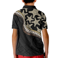 Beige Polynesian Starfish Unique Pattern Kid Polo Shirt