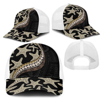 Beige Polynesian Starfish Unique Pattern Mesh Trucker Cap