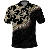 Beige Polynesian Starfish Unique Pattern Polo Shirt