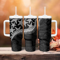 Monotone Polynesian Starfish Unique Pattern Tumbler With Handle