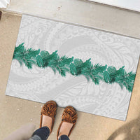 Hawaii Tropical Leaves Rubber Doormat Polynesian Pattern