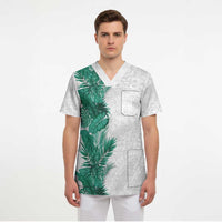 Hawaii Tropical Leaves Scrub Top Polynesian Pattern