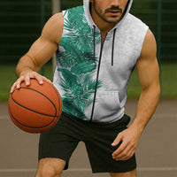 Hawaii Tropical Leaves Sleeveless Zip Hoodie Polynesian Pattern
