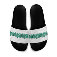 Hawaii Tropical Leaves Slide Sandals Polynesian Pattern