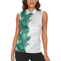 Hawaii Tropical Leaves Women Sleeveless Polo Shirt Polynesian Pattern LT01 - Polynesian Pride