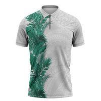 Hawaii Tropical Leaves Zipper Polo Shirt Polynesian Pattern