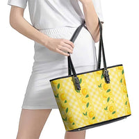 Hawaii Lemon Palaka Leather Tote Bag Striped Stylized