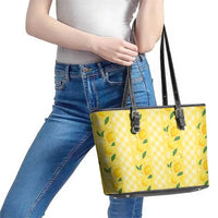 Hawaii Lemon Palaka Leather Tote Bag Striped Stylized