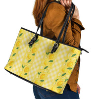 Hawaii Lemon Palaka Leather Tote Bag Striped Stylized