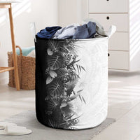 Hawaii Tropical Plant Monochrome Laundry Basket Vibrant Polynesian Pattern