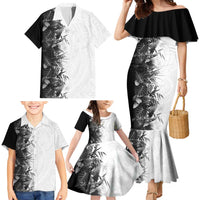 Hawaii Tropical Plant Monochrome Family Matching Mermaid Dress and Hawaiian Shirt Vibrant Polynesian Pattern LT01 - Polynesian Pride