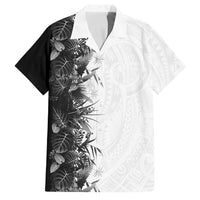 Hawaii Tropical Plant Monochrome Family Matching Mermaid Dress and Hawaiian Shirt Vibrant Polynesian Pattern LT01 Dad's Shirt - Short Sleeve Black - Polynesian Pride