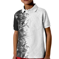 Hawaii Tropical Plant Monochrome Kid Polo Shirt Vibrant Polynesian Pattern