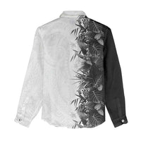 Hawaii Tropical Plant Monochrome Women Casual Shirt Vibrant Polynesian Pattern
