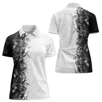Hawaii Tropical Plant Monochrome Women Polo Shirt Vibrant Polynesian Pattern