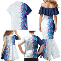 Hawaii Tropical Plant UliUli Family Matching Mermaid Dress and Hawaiian Shirt Vibrant Polynesian Pattern