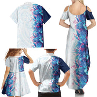 Hawaii Tropical Plant UliUli Family Matching Summer Maxi Dress and Hawaiian Shirt Vibrant Polynesian Pattern