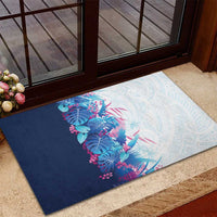 Hawaii Tropical Plant UliUli Rubber Doormat Vibrant Polynesian Pattern