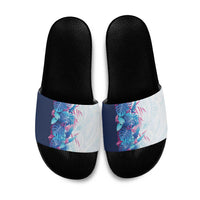 Hawaii Tropical Plant UliUli Slide Sandals Vibrant Polynesian Pattern