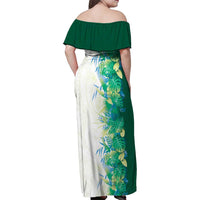 Hawaii Tropical Plant Omaomao Family Matching Off Shoulder Maxi Dress and Hawaiian Shirt Vibrant Polynesian Pattern