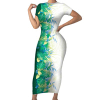 Hawaii Tropical Plant Omaomao Family Matching Short Sleeve Bodycon Dress and Hawaiian Shirt Vibrant Polynesian Pattern LT01 Mom's Dress Green - Polynesian Pride