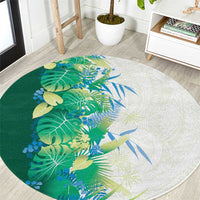 Hawaii Tropical Plant Omaomao Round Carpet Vibrant Polynesian Pattern