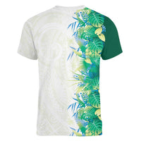 Hawaii Tropical Plant Omaomao Women V-Neck T-Shirt Vibrant Polynesian Pattern