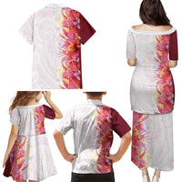 Hawaii Tropical Plant Akala Family Matching Puletasi and Hawaiian Shirt Vibrant Polynesian Pattern