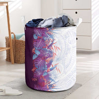 Hawaii Tropical Plant Poni Laundry Basket Vibrant Polynesian Pattern