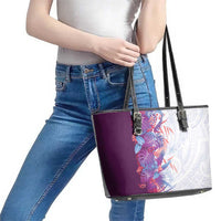 Hawaii Tropical Plant Poni Leather Tote Bag Vibrant Polynesian Pattern