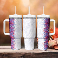 Hawaii Tropical Plant Poni Tumbler With Handle Vibrant Polynesian Pattern