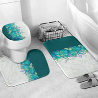 Hawaii Tropical Plant Teal Bathroom Set Vibrant Polynesian Pattern