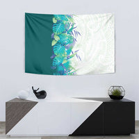 Hawaii Tropical Plant Teal Tapestry Vibrant Polynesian Pattern