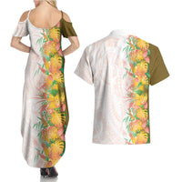 Hawaii Tropical Plant Lenalena Couples Matching Summer Maxi Dress and Hawaiian Shirt Vibrant Polynesian Pattern