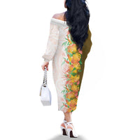 Hawaii Tropical Plant Lenalena Family Matching Off The Shoulder Long Sleeve Dress and Hawaiian Shirt Vibrant Polynesian Pattern LT01 - Polynesian Pride