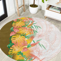 Hawaii Tropical Plant Lenalena Round Carpet Vibrant Polynesian Pattern