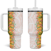 Hawaii Tropical Plant Lenalena Tumbler With Handle Vibrant Polynesian Pattern