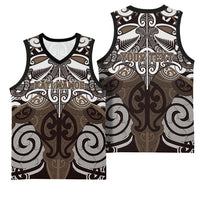 Personalised Maori Kati Mamoe Basketball Jersey Silver Fern Kowhaiwhai Art