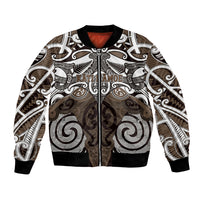 Personalised Maori Kati Mamoe Bomber Jacket Silver Fern Kowhaiwhai Art
