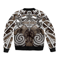 Personalised Maori Kati Mamoe Bomber Jacket Silver Fern Kowhaiwhai Art
