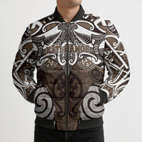 Personalised Maori Kati Mamoe Bomber Puffer Jacket Silver Fern Kowhaiwhai Art