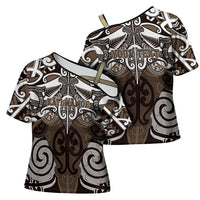 Personalised Maori Kati Mamoe Cross Shoulder Shirt Silver Fern Kowhaiwhai Art