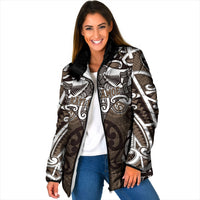 Personalised Maori Kati Mamoe Padded Jacket Silver Fern Kowhaiwhai Art